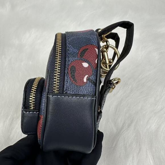 Coach Mini Court Backpack Bag Charm In Signature Canvas Cherry Print CZ086 NWT - Picture 3 of 8
